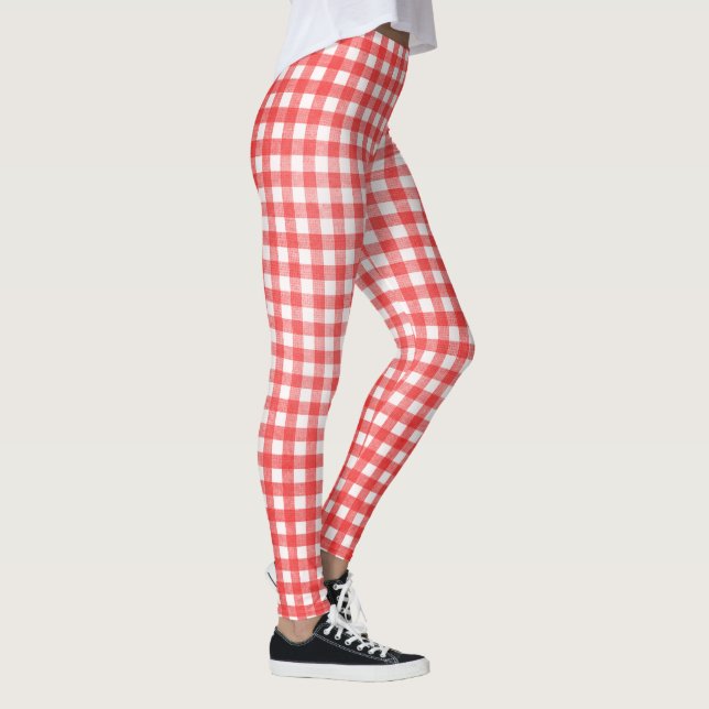 röd och vit gingham mönster leggings (Höger)