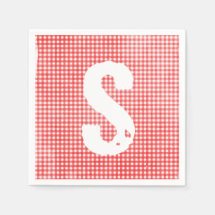 röd och vit gingham mönster pappersservett