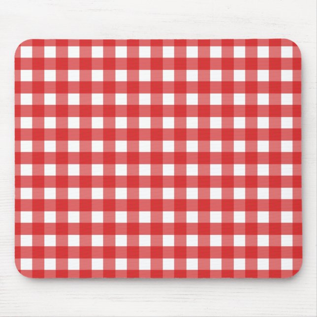 Röd och vit gingham musmatta (Framsidan)
