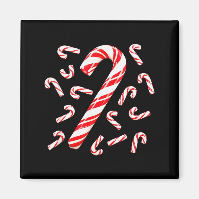 Röd Och Vit Godisstav Tomte Jul  Magnet (Framsidan)