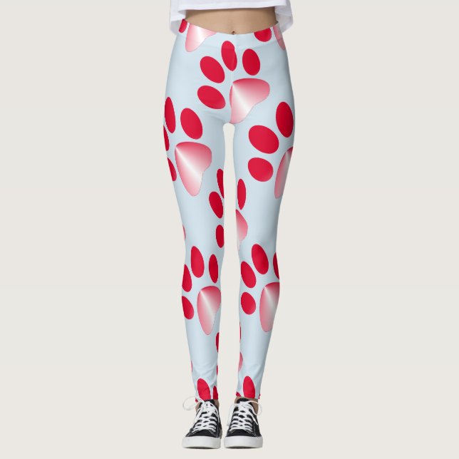 Röd och vit gradient djurklo leggings (Framsida)