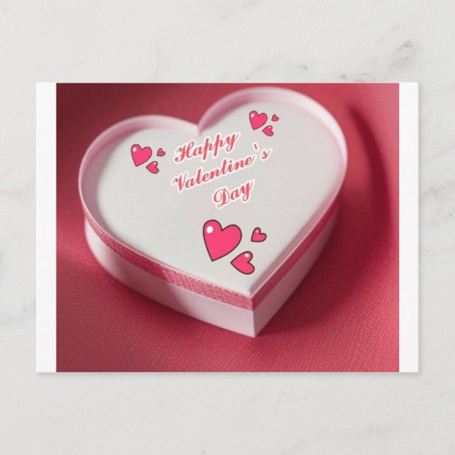 Röd och vit hjärtform Valentindagskort Vykort (Framsida)