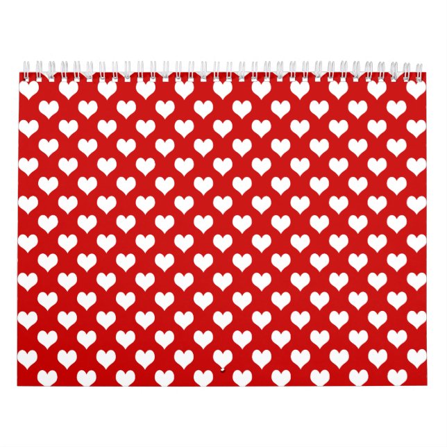Röd och vit hjärtmönstrad tyg  kalender (Omslag)