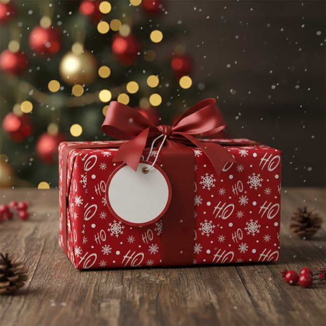 Röd och vit HoHo och Snöflingor Mönster Presentpapper (Skapare uppladdad)