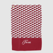 Röd och vit houndstooth mönster monogram