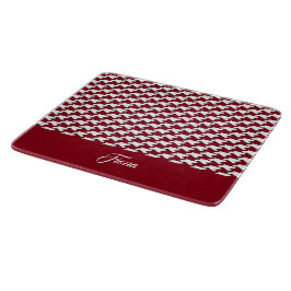 Röd och vit houndstooth mönster monogram