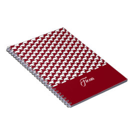 Röd och vit houndstooth mönster monogram anteckningsbok