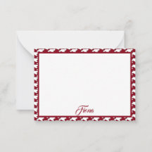 Röd och vit houndstooth mönster monogram