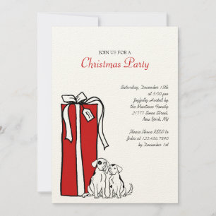 Röd och vit Hund jul Party Inbjudningar