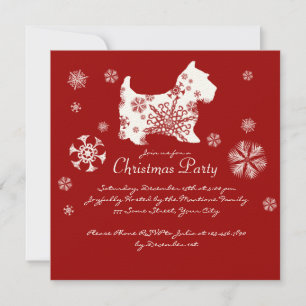 Röd och vit Hund jul Party Inbjudningar