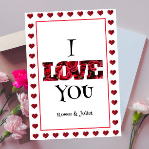 Röd och vit I Kärlek Du Heart Valentines day Helg Vykort