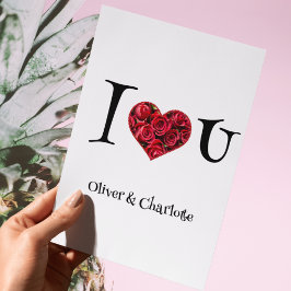 Röd och vit I Kärlek Du Heart Valentines day Julkort