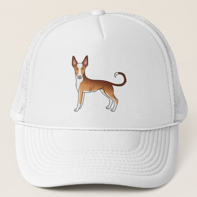 Röd och vit ibizahund slät päls tecknad hund keps (Framsida)