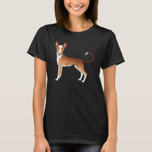 Röd och vit ibizahund slät päls tecknad hund t shirt