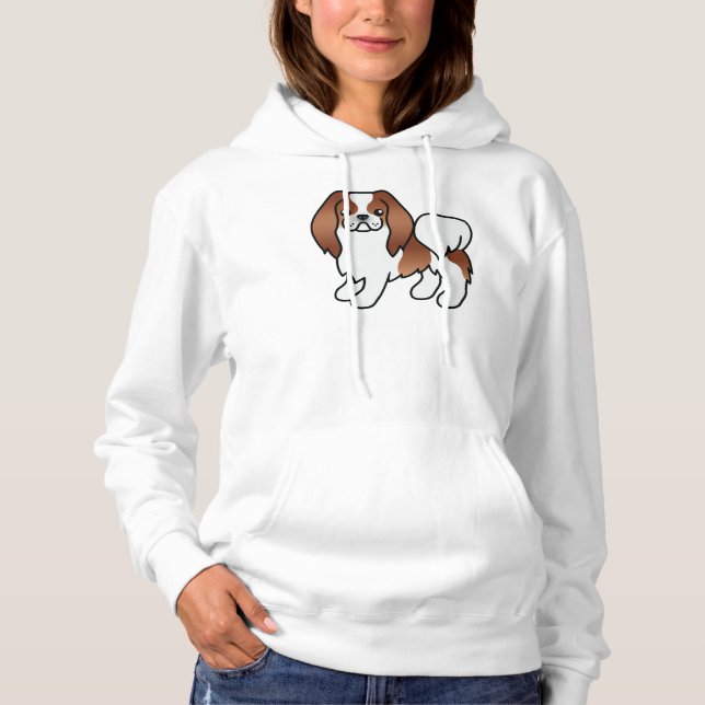 Röd och vit japansk chin Cute Tecknad hund T Shirt (Framsida)
