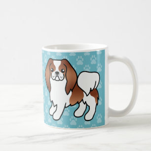 Röd och vit japansk chin serieteckning hund kaffemugg