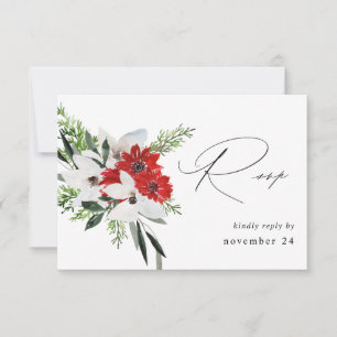 Röd och vit jul-Blommigt med OSA av måltid Kort