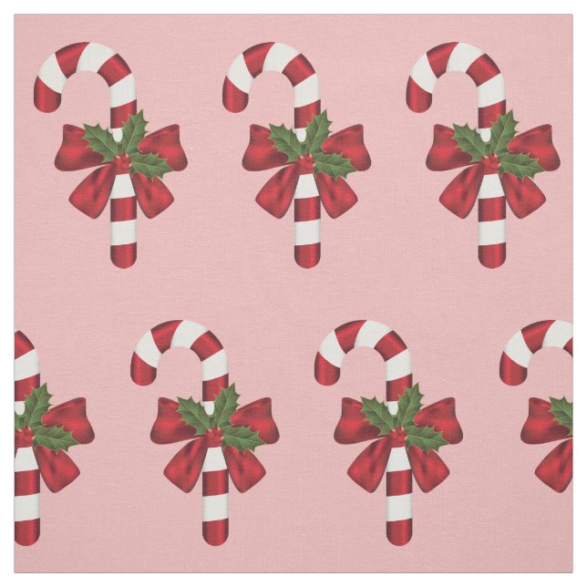 Röd och vit jul Candy cane Mönster på Rosa Tyg (Provkarta)
