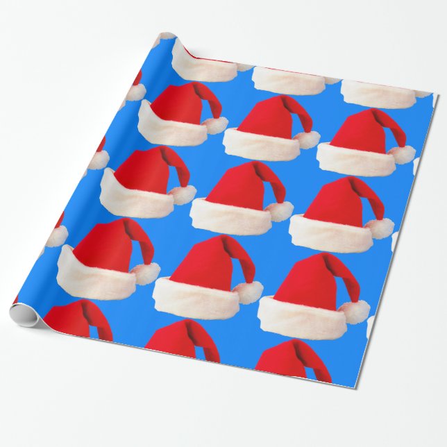 Röd och vit jul-Helgdag Santa Hat Presentpapper (Utrullad)