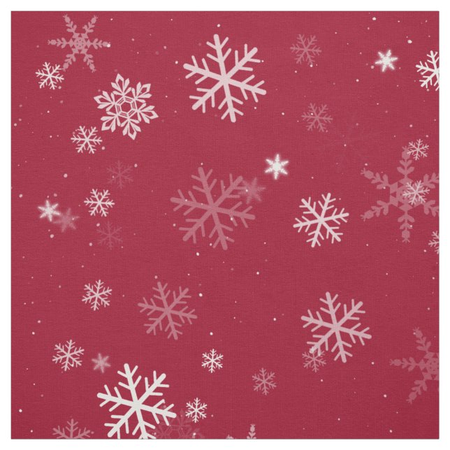 Röd och vit jul Snowflake Mönster Tyg (Provkarta)