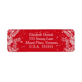 Röd och vit, julens Returadress Returadress Etikett