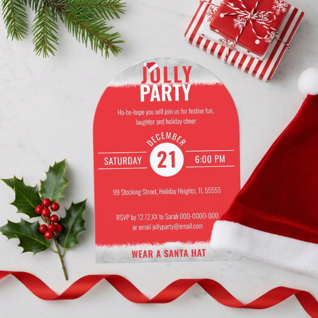 Röd och vit julfest - inbjudan (Start your holiday party planning with this festive red and white Christmas invitation)