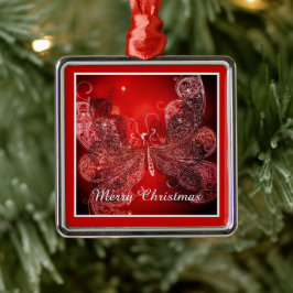 Röd och vit julfjäril Metall Ornamet Julgransprydnad Metall