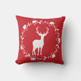Röd och vit julklapp med stämpel kudde