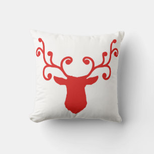 Röd och vit julklapp Stag's head Kudde