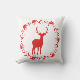 Röd och vit julklapp Stag's head Kudde