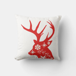 Röd och vit julklapp Stag's head Kudde