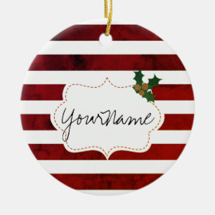 Röd och vit julmagi julgransprydnad keramik