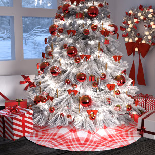 Röd och vit julplagg julgransmatta borstad polyester