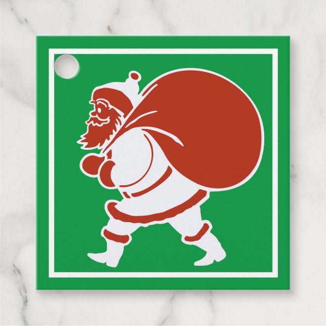 Röd och vit Jultomten Gåvor Etiketter (Framsida)