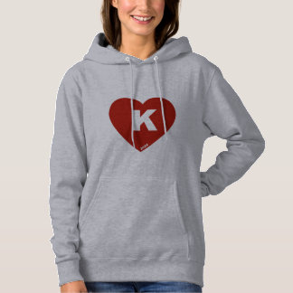 Röd och vit K-Heart Hoodie för kvinnor T Shirt