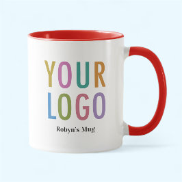 Röd och vit kaffemugg Anpassad logotyp för marknad
