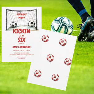 Röd och vit Kickin-Födelsedagsfest Inbjudningar