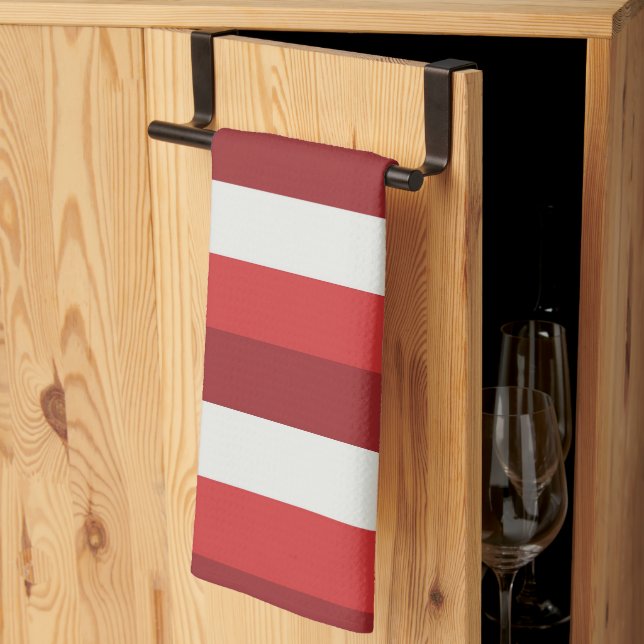 Röd och vit kökshandduk (Thirds Fold)