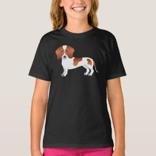 Röd Och Vit Korthårig Dachshund Hund Design T Shirt