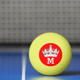 Röd och vit kronmonogram Personlig Pingisboll