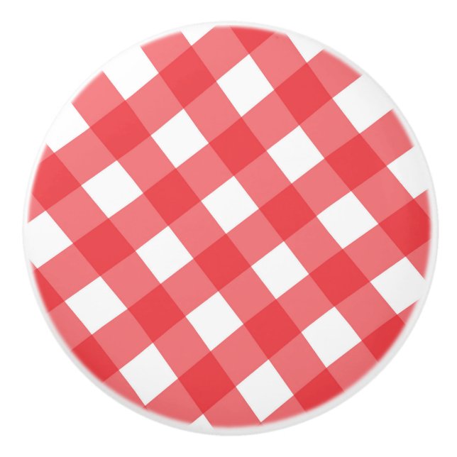 Röd och vit land gingham rutig checker knopp (Framsidan)