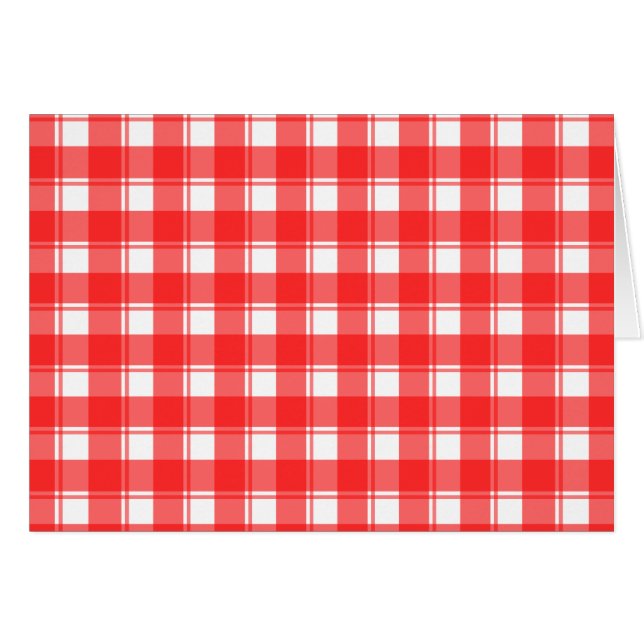 Röd och vit landlig randig karomönster hälsningskort (Framsidan Horizontal)