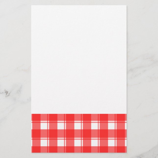 Röd och vit landlig randig karoräta brevpapper (Framsida)