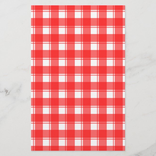 Röd och vit landlig randig karoruta brevpapper (Framsida)