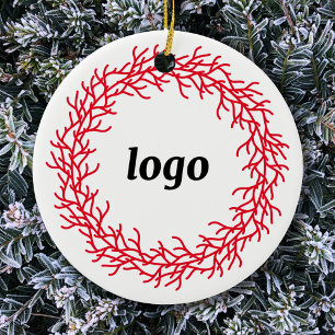 Röd och vit Logotyp för andning Julgransprydnad Keramik