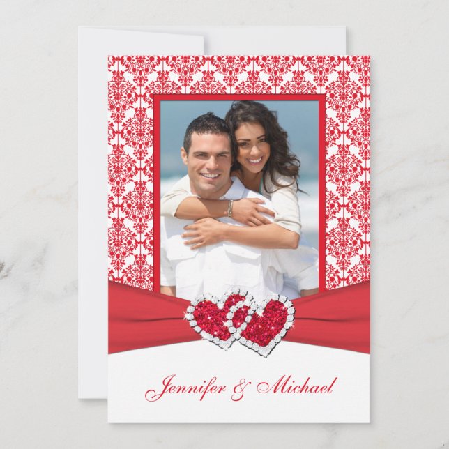 Röd- och vit mask- och hörselfotografering inbjudningar (Framsida)