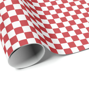 Röd och vit medelmörk - kontrollerar inpackning presentpapper