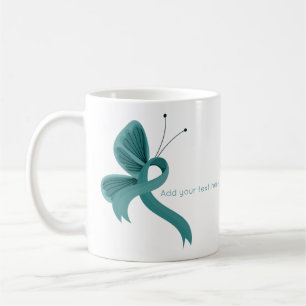 Röd och vit medvetenhet Ribbon Butterfly Coffee Mu Kaffemugg