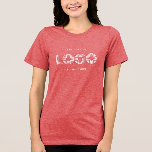 Röd och vit modern rektangulär Logotyp T Shirt (Framsida)