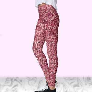 Röd och vit modern snyggt trendig mönster leggings
